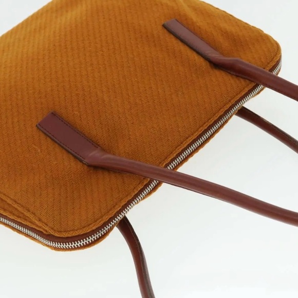 PRADA Tote Bag Wool Leather Brown Auth made in Italy ๐ฎ๐น๐น - Picture 6 of 11